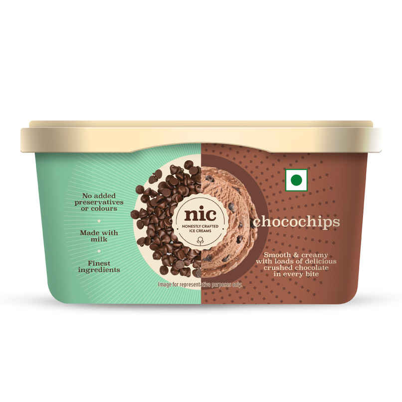 NIC Chocochips Ice Cream Tub | Preservative Free | No Artificial Flavors