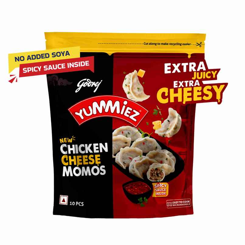Godrej Yummiez Chicken & Cheese Momos | Frozen Snack | Free Spicy Sauce | Extra Juicy & Cheesy Godrej Yummiez Chicken & Cheese Momos | Frozen Snack | Free Spicy Sauce | Extra Juicy & Cheesy