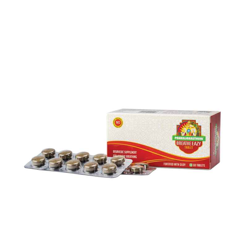 Pankajakasthuri Breathe Eazy Tablet Ayurvedic | Unique Blend Of 17 Ayurvedic Herbs