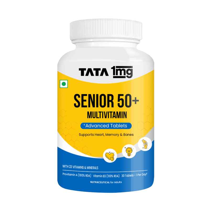 Tata 1mg Senior 50 Multivitamin Multimineral Veg Tablet Immunity Strength Overall Health Care Tata 1mg Senior 50 Multivitamin Multimineral Veg Tablet Immunity Strength Overall Health Care