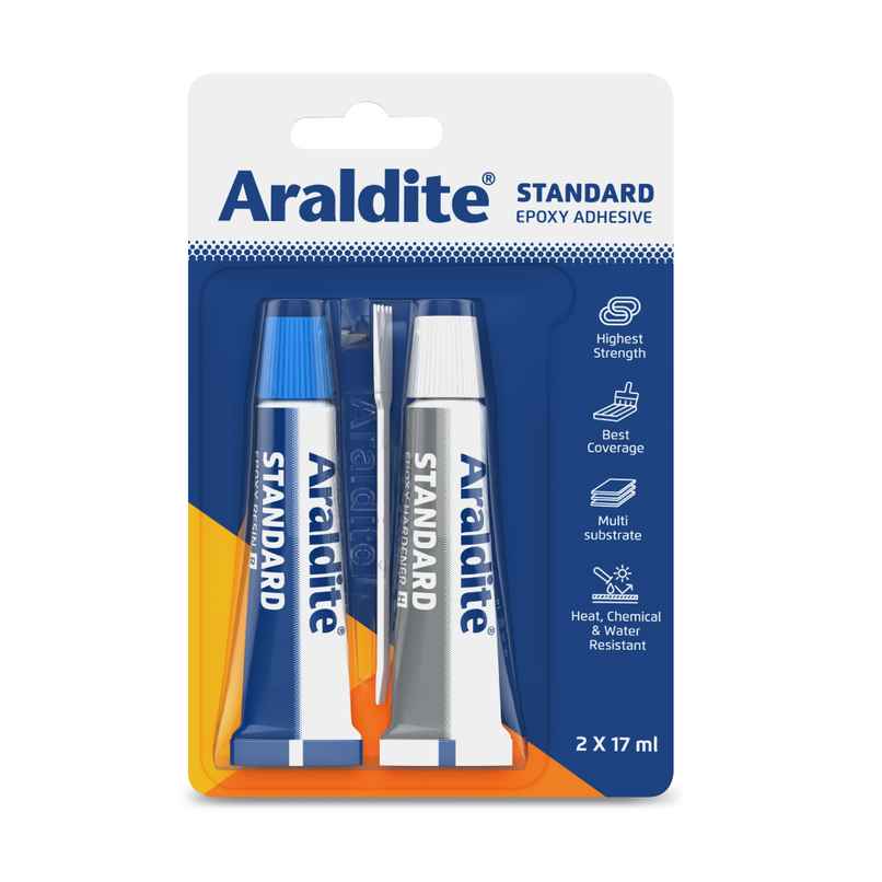 Araldite Standard Adhesive 34ml Pack of 2-Strong, Waterproof, Heat & Chemical Resistant Glue Araldite Standard Adhesive 34ml Pack of 2-Strong, Waterproof, Heat & Chemical Resistant Glue