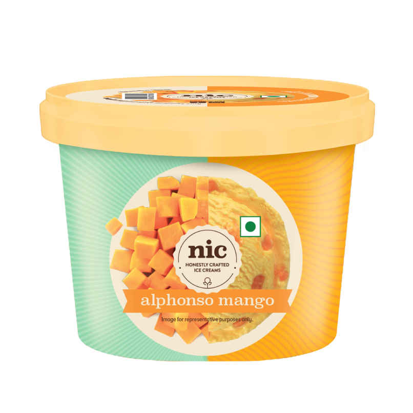 NIC Alphonso Mango Ice Cream Tub | Preservative Free | No Artificial Flavors NIC Alphonso Mango Ice Cream Tub | Preservative Free | No Artificial Flavors