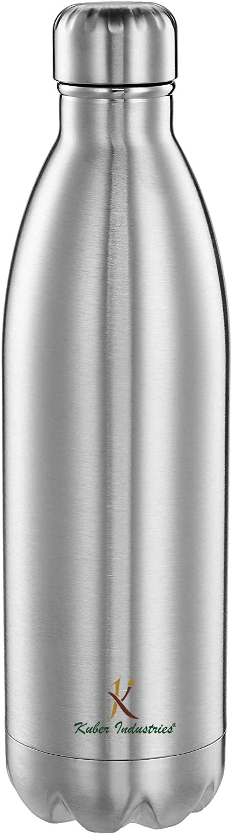 Kuber Industries Insulated Stainless Steel Water Bottle, Keeps Hot and Cold- 500 ml | Silver
