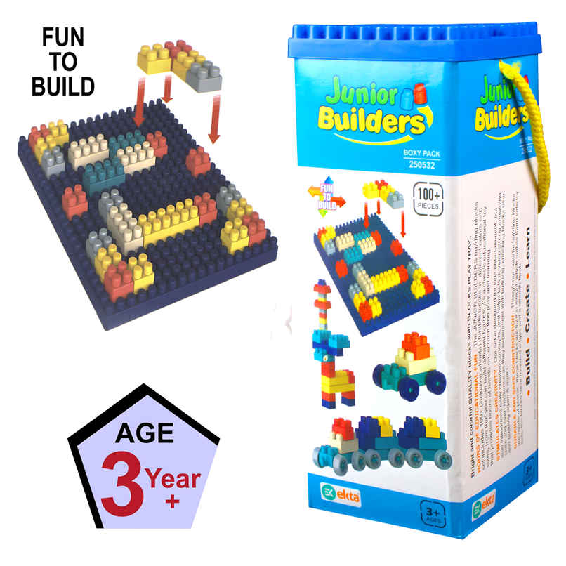 Ekta Junior Builders Building Blocks 100+ Pcs Boxy Pack, Colourful Construction Blocks Set for Kids Ekta Junior Builders Building Blocks 100+ Pcs Boxy Pack, Colourful Construction Blocks Set for Kids