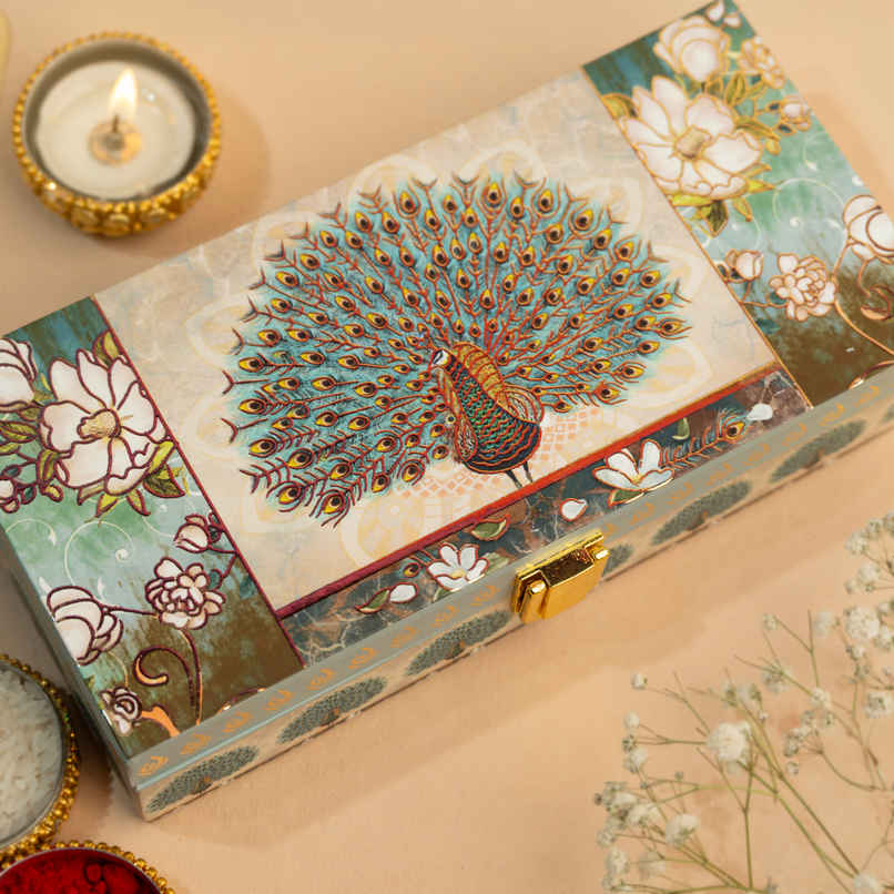 Diacraft Premium Peacock Elegance Double Gaddi Shagun Box | Pichai Diacraft Premium Peacock Elegance Double Gaddi Shagun Box | Pichai
