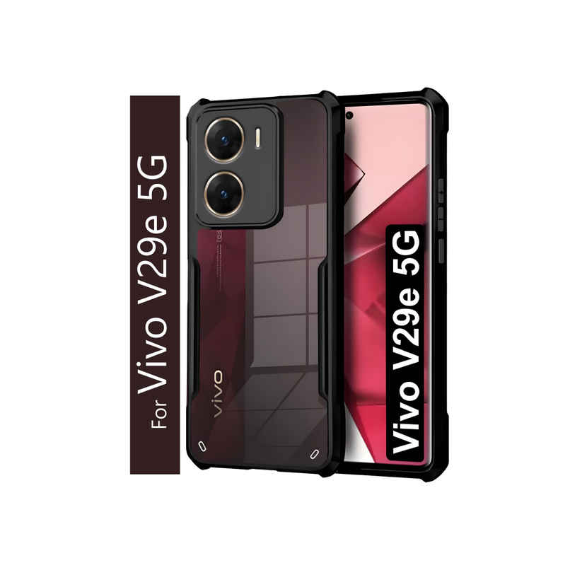 Kwine Case Vivo V29E Back Cover - Black Bordered Transparent Case