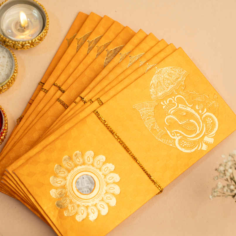 Shree Ganesh Orange Shagun Envelope With Coin | Picfest Shree Ganesh Orange Shagun Envelope With Coin | Picfest