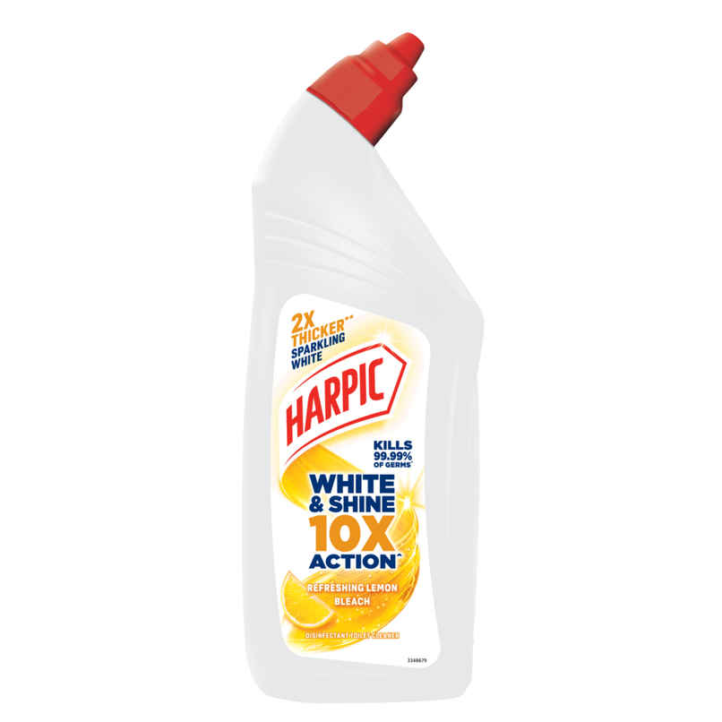 Harpic White and Shine Disinfectant Toilet Cleaner Bleach Liquid, Refreshing Lemon Harpic White and Shine Disinfectant Toilet Cleaner Bleach Liquid, Refreshing Lemon