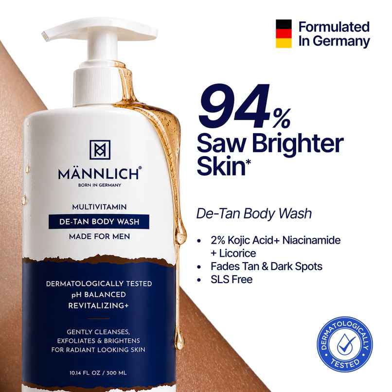 Mannlich Multivitamin 2% Kojic Acid Body Wash For Tan Removal And Brightening Mannlich Multivitamin 2% Kojic Acid Body Wash For Tan Removal And Brightening