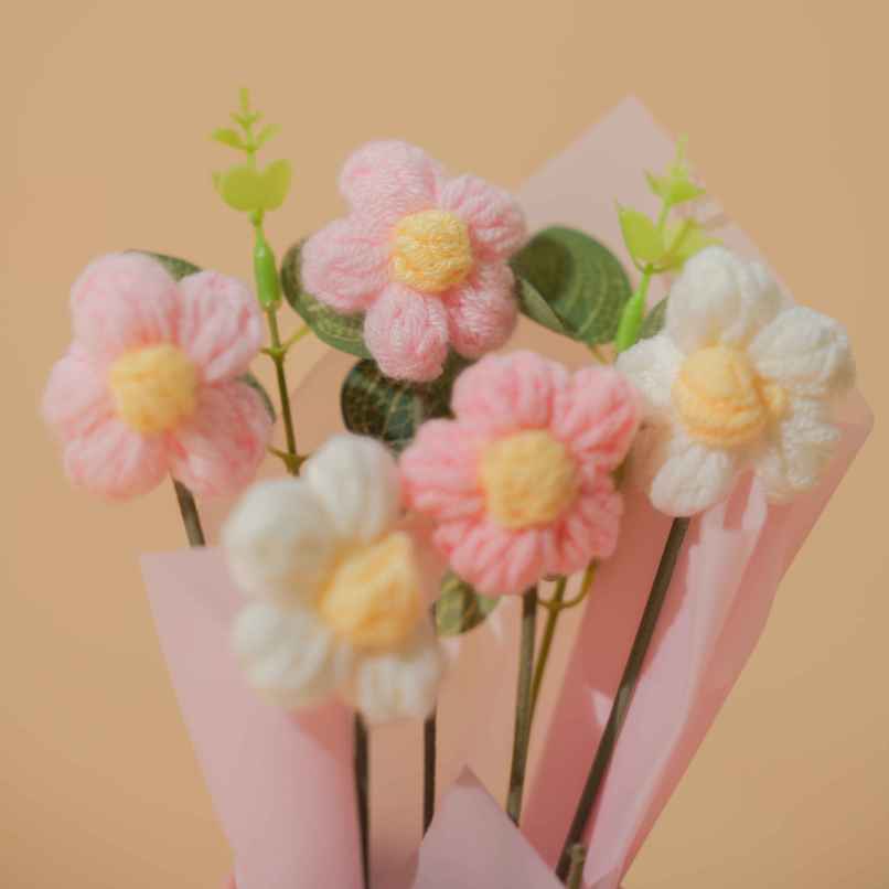 Handcrafted Pink Daisy Crochet Love Flower Bouquet | Ideal for Gifting | Poshh Handcrafted Pink Daisy Crochet Love Flower Bouquet | Ideal for Gifting | Poshh