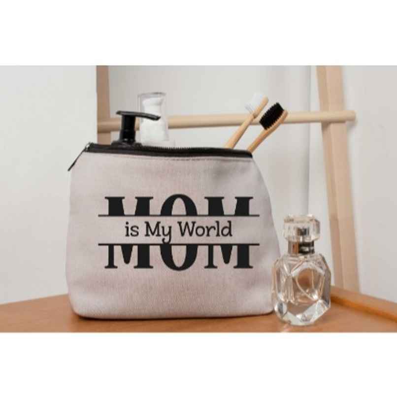 Mom Is My World Canvas Pouch | Mad Over Print Mom Is My World Canvas Pouch | Mad Over Print