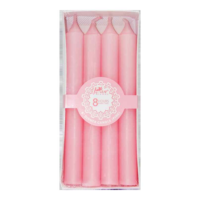 Dinner Decorative Candle | Pack of 4 | 20 cm | Pink | Home Decor | Pan Aromas