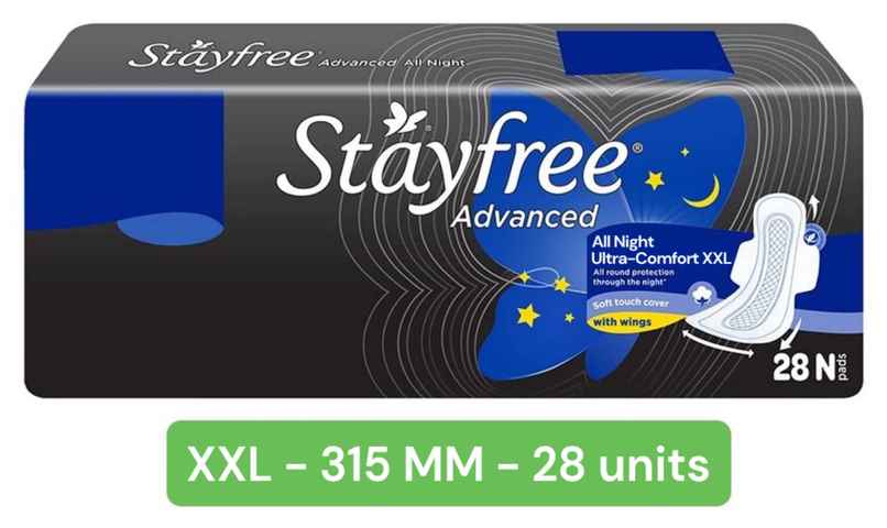 Stayfree Advanced Nights Sanitary Pads | XXL | 28 pcs