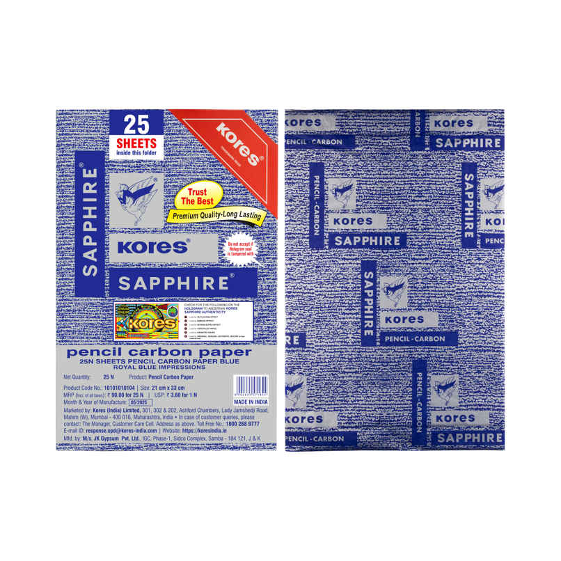 Kores Sapphire Carbon Paper | Foolscap | Blue - 210 x 330 mm