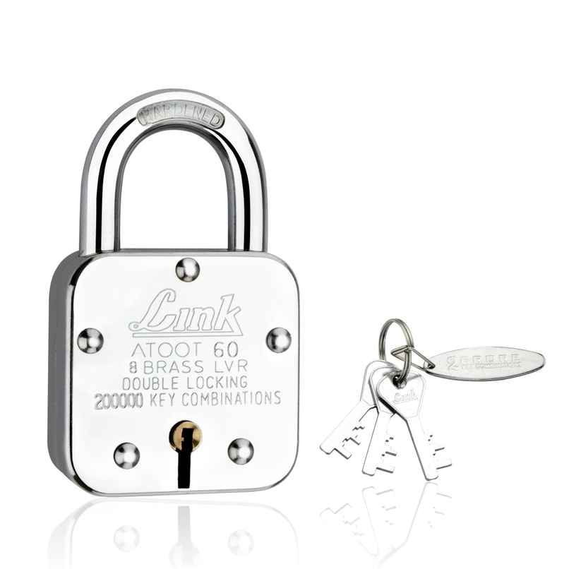 Link Stainless steel Brass Levers With Hardened Shackle Atoot 60 mm padlock with 3 Keys