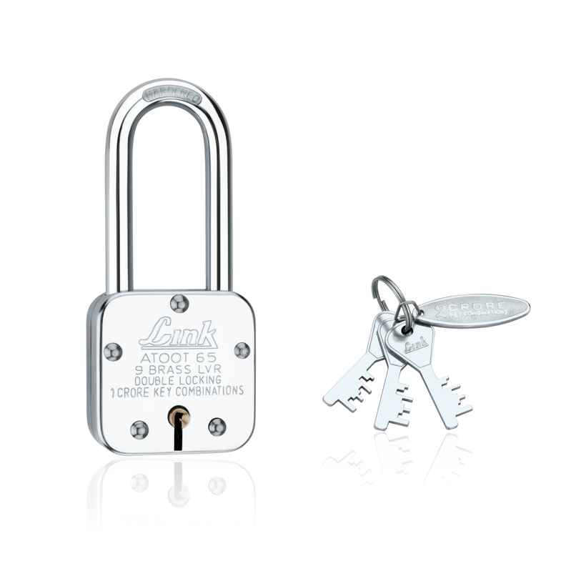 Link Stainless steel Brass Levers With Long Hardened Shackle Atoot 65 LS mm padlock with 3 Keys