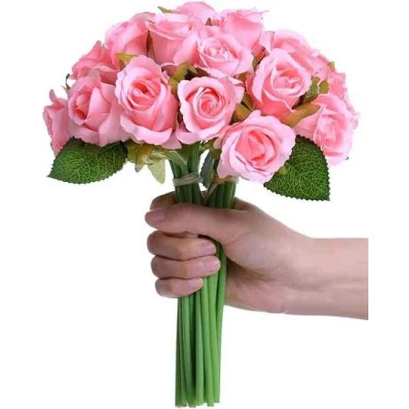 Tied Ribbons Set Of 12 Artificial Rose Flowers Tied Ribbons Set Of 12 Artificial Rose Flowers