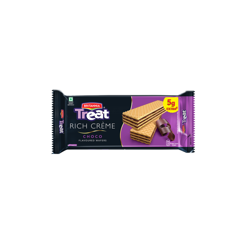 Britannia Treat Rich Creme Choco Flavoured Wafers | Crispy & Chocolatey