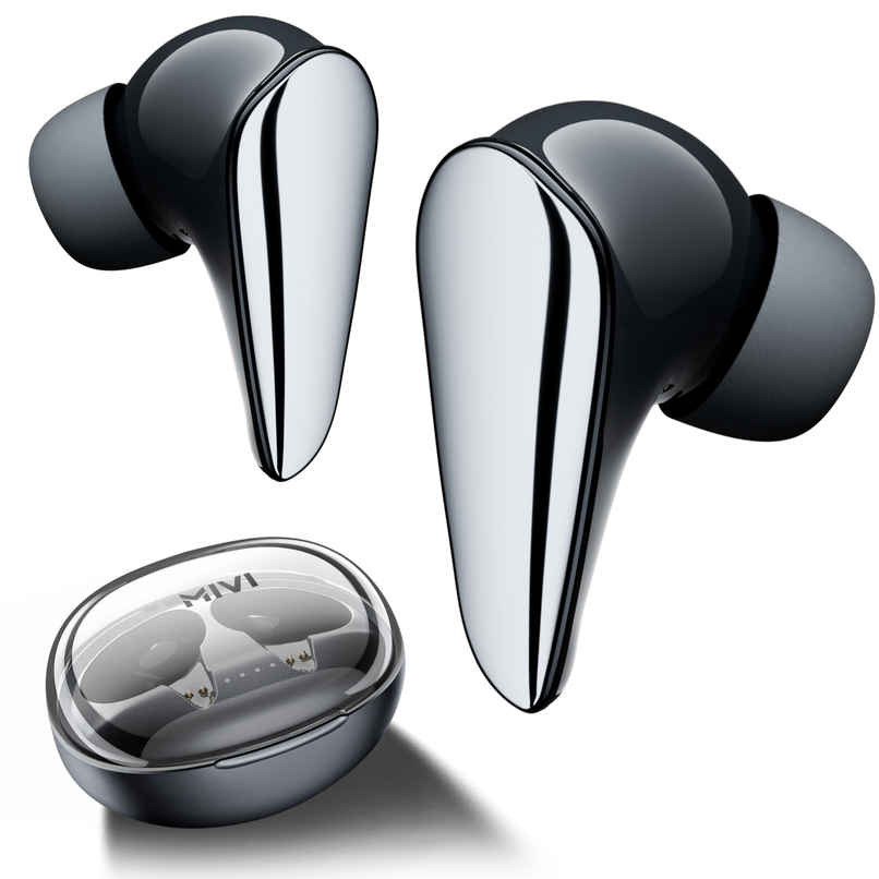 Mivi Duopods I7, 55Hrs PT, HD Call, Fast Charging, 3D Sound, AAC Audio Quality | Pearl Black