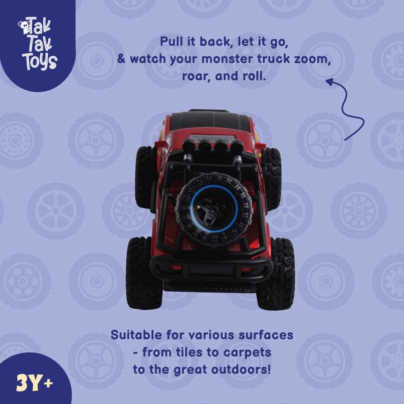 Tak Tak Toys 1:24 Die Cast Off Road Monster Car with Metal Body Openable Doors Red