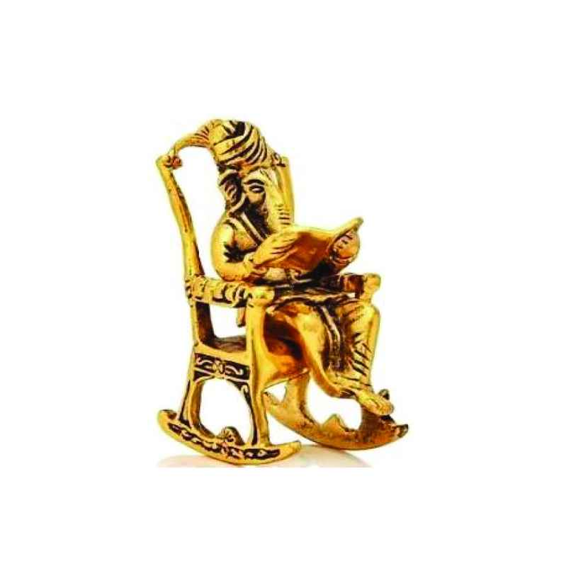 Diya Ganesh Ji with Tree Shape Mukut in Gold Polish | Devnidhi