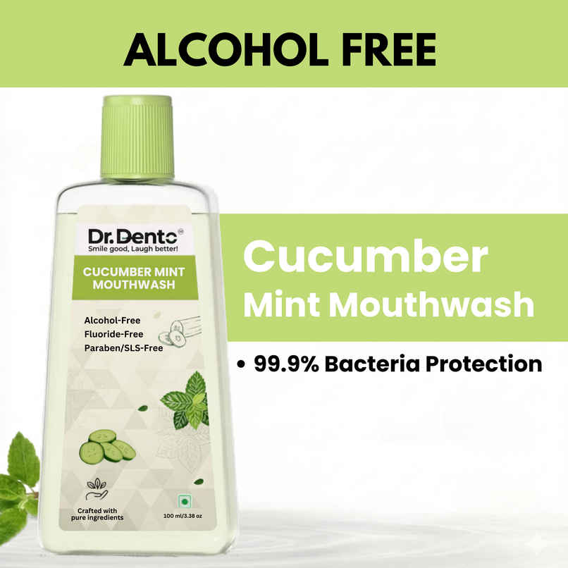 Dr.Dento Alcohol Free Cucumber Mint Mouthwash with Vitamin C & Hyaluronic Acid For Fresh Breath Dr.Dento Alcohol Free Cucumber Mint Mouthwash with Vitamin C & Hyaluronic Acid For Fresh Breath