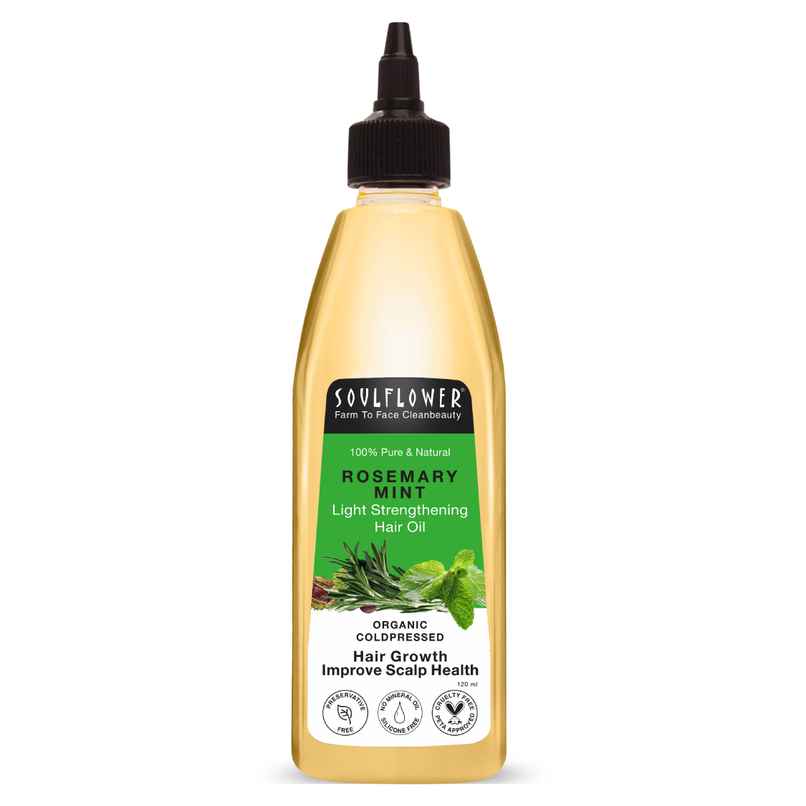 Soulflower Rosemary Mint Hair Growth Oil For Hair Fall & Dandruff Control, Light Hair Oil Soulflower Rosemary Mint Hair Growth Oil For Hair Fall & Dandruff Control, Light Hair Oil