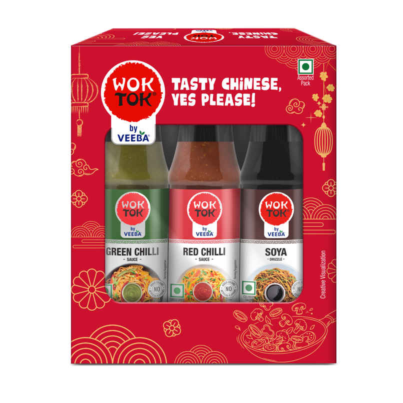 Wok Tok By Veeba Green Chilli Sauce + Red Chilli Sauce + Soya Sauce Combo Bottle Wok Tok By Veeba Green Chilli Sauce + Red Chilli Sauce + Soya Sauce Combo Bottle