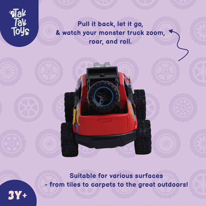 Tak Tak Toys Die Cast Off Road Monster Car with Metal Body 2 Seater Openable Doors Red