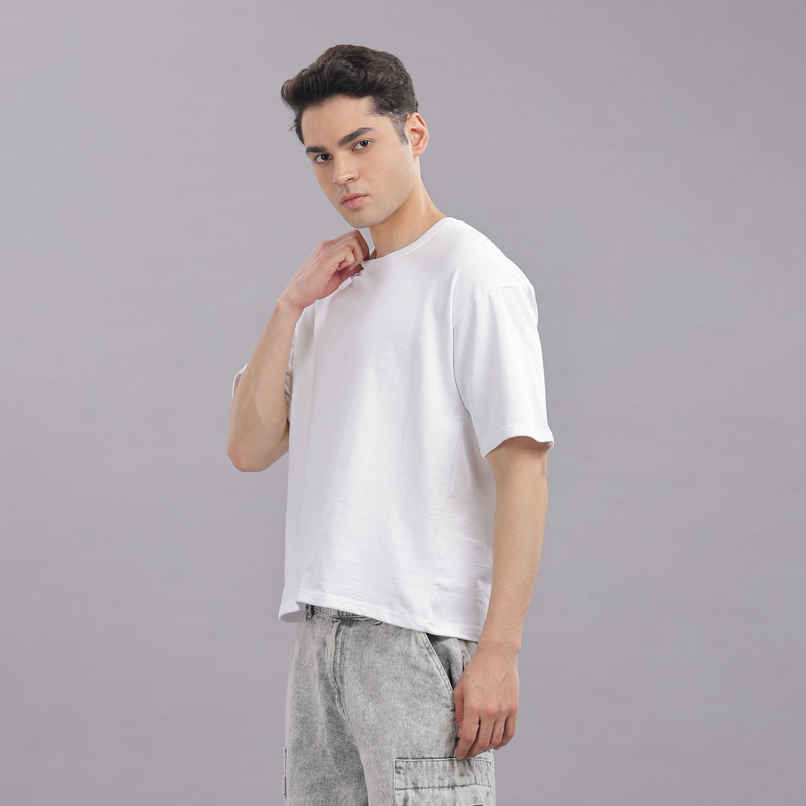 Springman Men 100% Cotton French Terry Oversized T-shirt | White - M