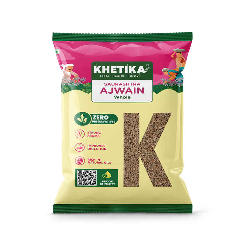 Khetika Saurashtra Ajwain Whole | Natural Oils | Strong Aroma | Zero Preservatives Khetika Saurashtra Ajwain Whole | Natural Oils | Strong Aroma | Zero Preservatives