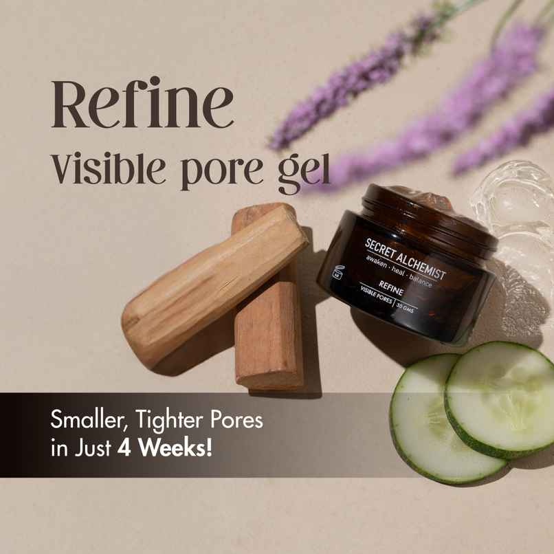 Secret Alchemist Refine Face Gel for Open Pores and Skin Tightening with Sandalwood & Cucumber