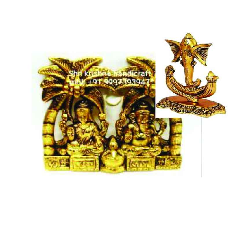 Laxmi, Ganesh Idol in Gold Polish Medium Size | Devnidhi Laxmi, Ganesh Idol in Gold Polish Medium Size | Devnidhi