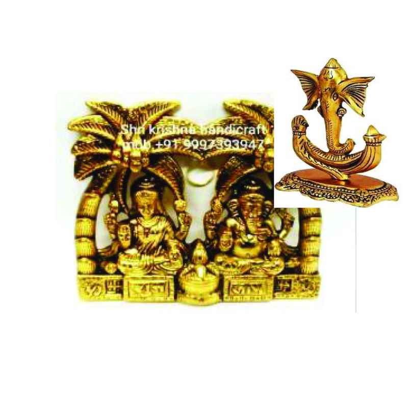Laxmi, Ganesh Idol in Gold Polish Medium Size | Devnidhi