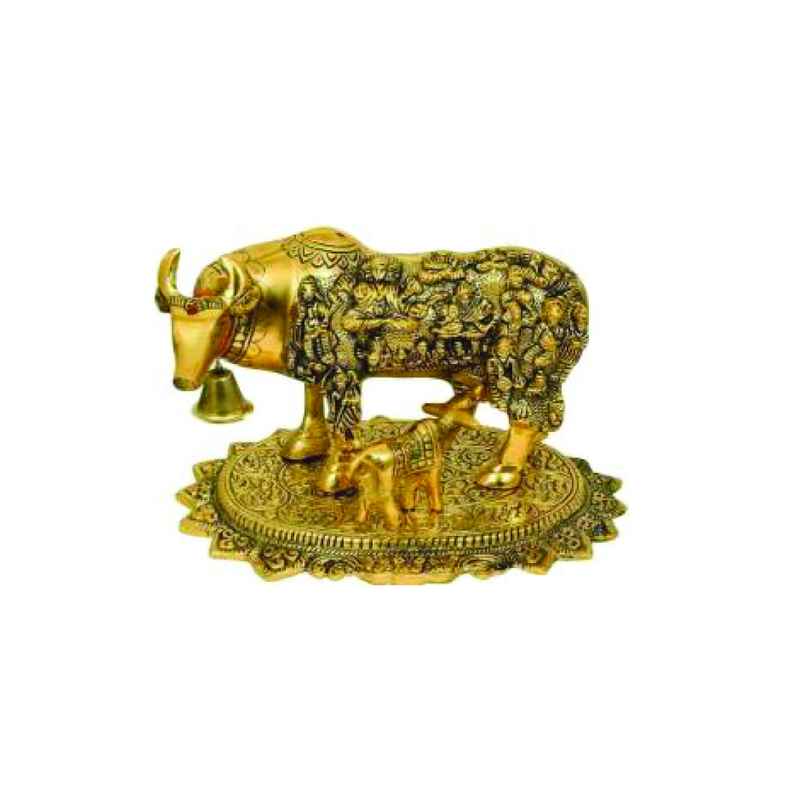 Kamdhenu Maa Gold Polish Idol Large Size | Devnidhi