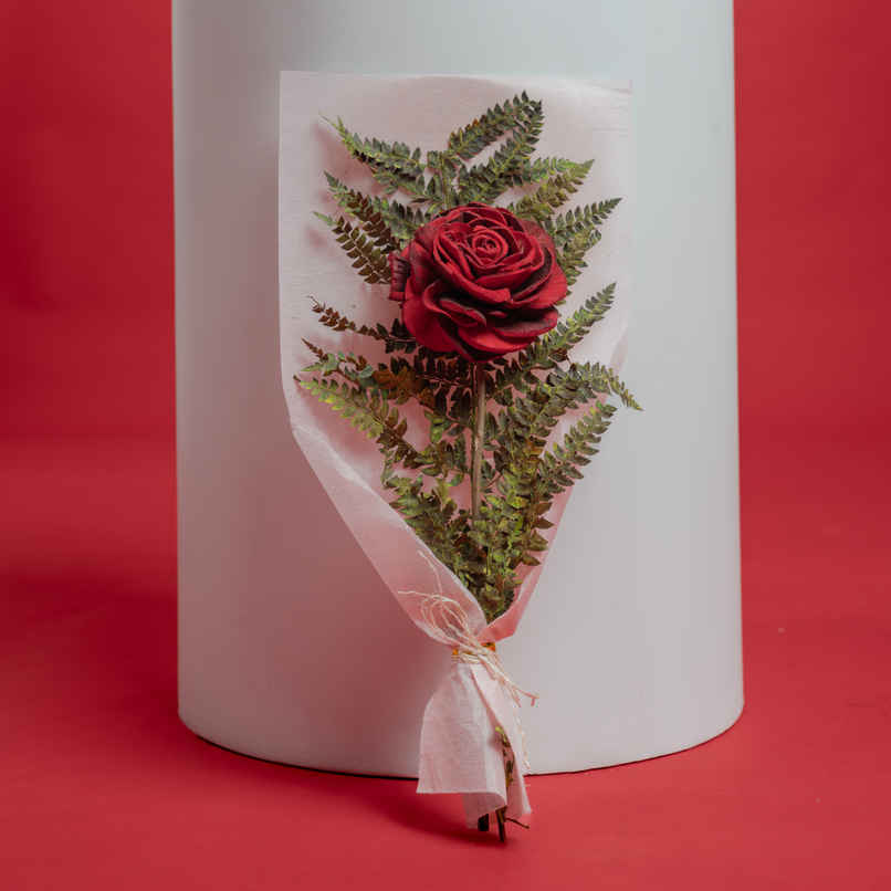 Single Red Rose Dried Flowers Bouquet | Rooted Single Red Rose Dried Flowers Bouquet | Rooted