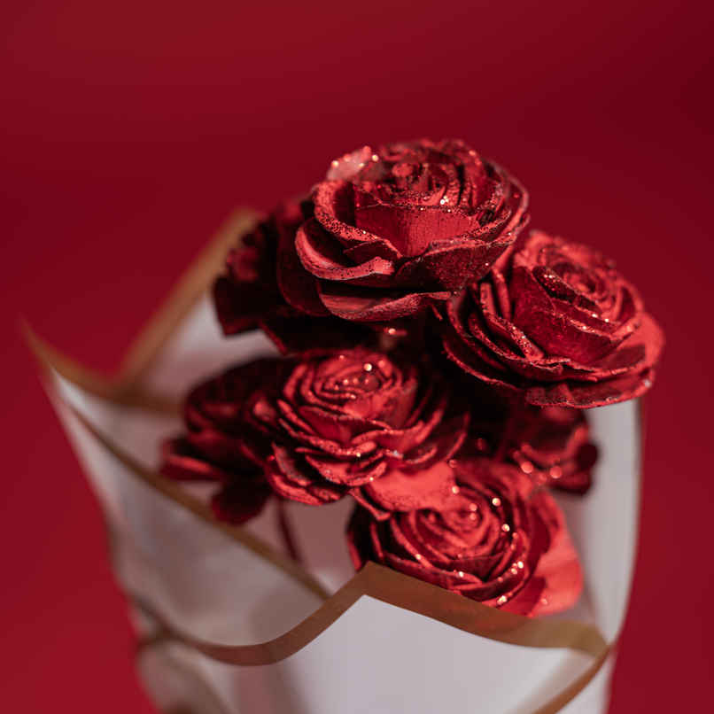 Crimson Red Rose Love Dried Flowers Bouquet | Ideal for Gifting | Poshh