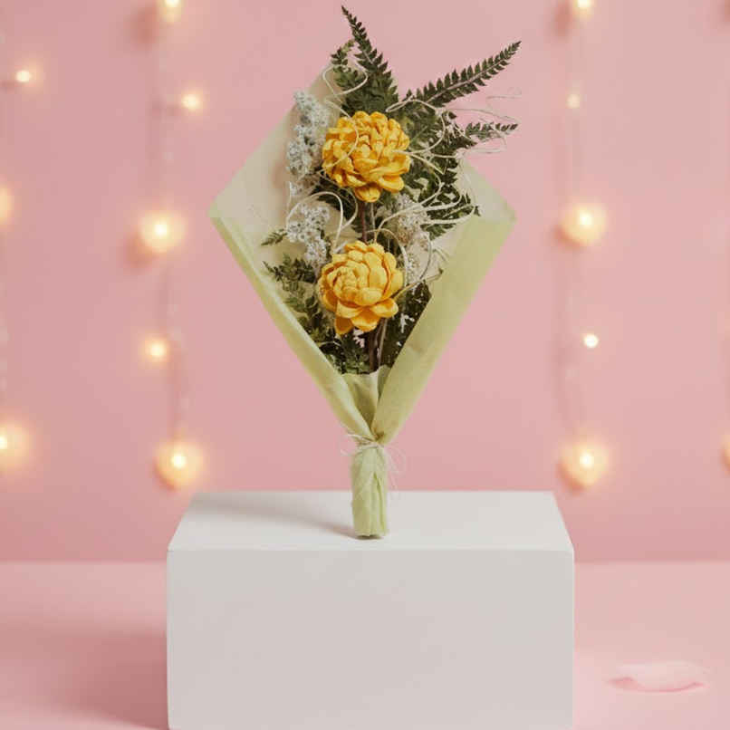 Golden Glow Marigold Love Dried Flowers Bouquet | Ideal for Gifting | Poshh