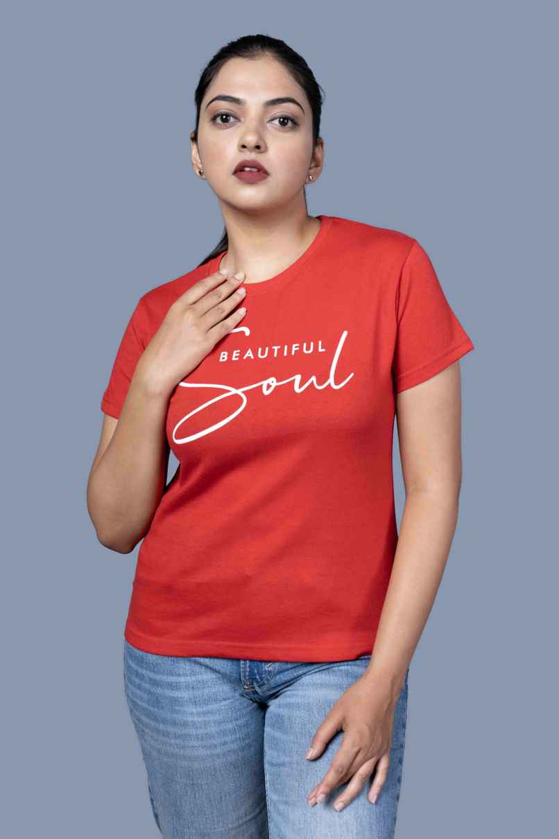 Springman Women's Cotton Rich Printed Half Sleeve Round Neck T - Shirt | Raspberry - S Springman Women's Cotton Rich Printed Half Sleeve Round Neck T - Shirt | Raspberry - S
