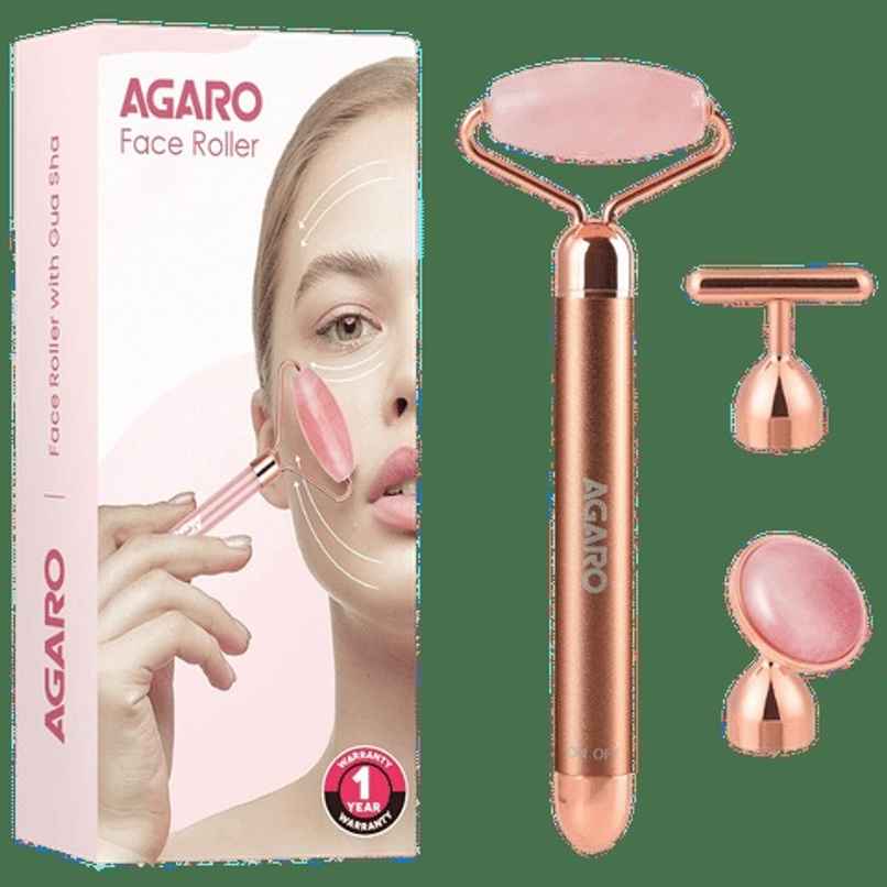 Agaro 3-In-1 Electric Rose Quartz Face Roller Kit