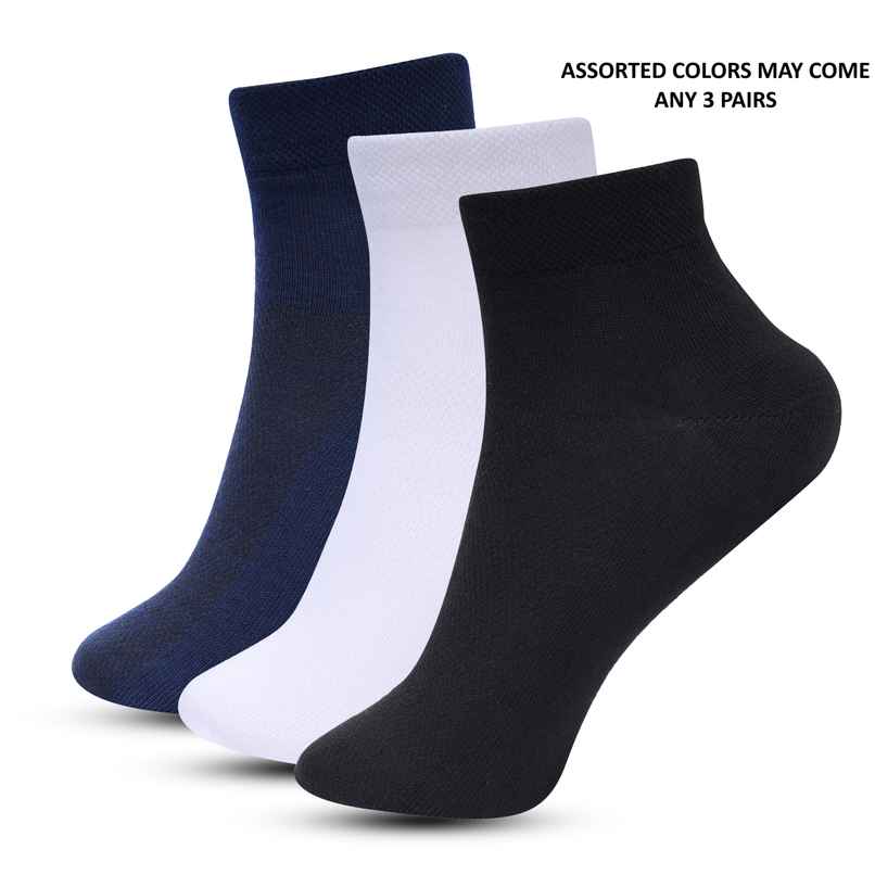 Luxrio Men's Solid Ankle Length Cotton Socks | SCK-3-3-PK-ANKL | Assorted Designs - Free Size Luxrio Men's Solid Ankle Length Cotton Socks | SCK-3-3-PK-ANKL | Assorted Designs - Free Size