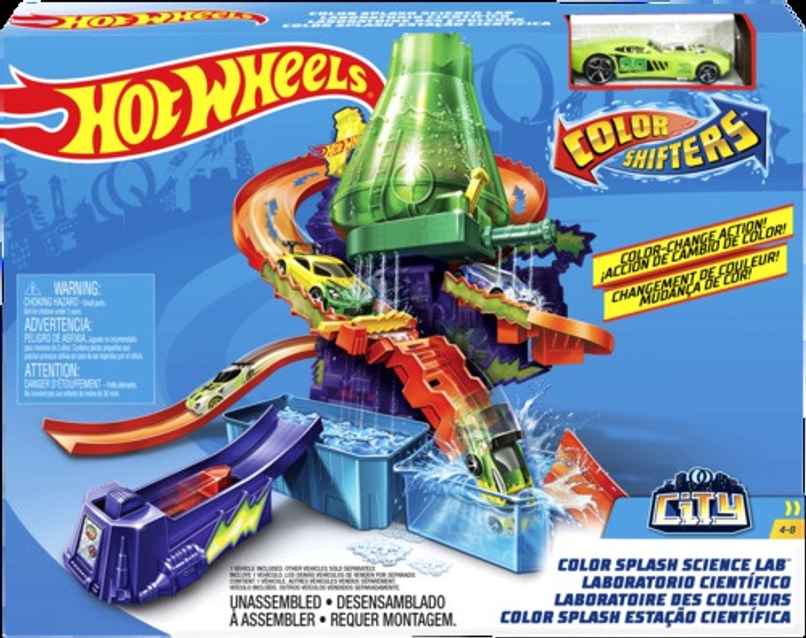Mattel Hot Wheels Color Shifters Science Lab With 1:64 Scale Cars, Track, Waterfall Ages 3 And Older
