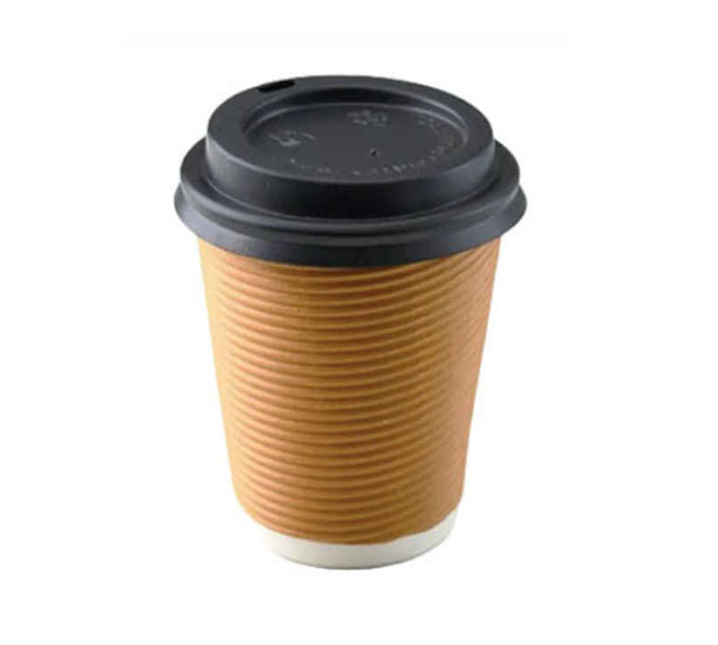 Disposable Ripple Paper Cup with Lid | 250 ml | Naturepac