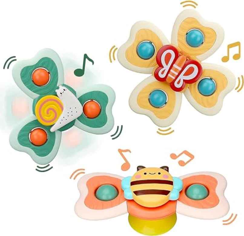 Storio Pack of 3 Assorted Suction Cup Spinner Toy | Baby Bath Toys for Toddlers
