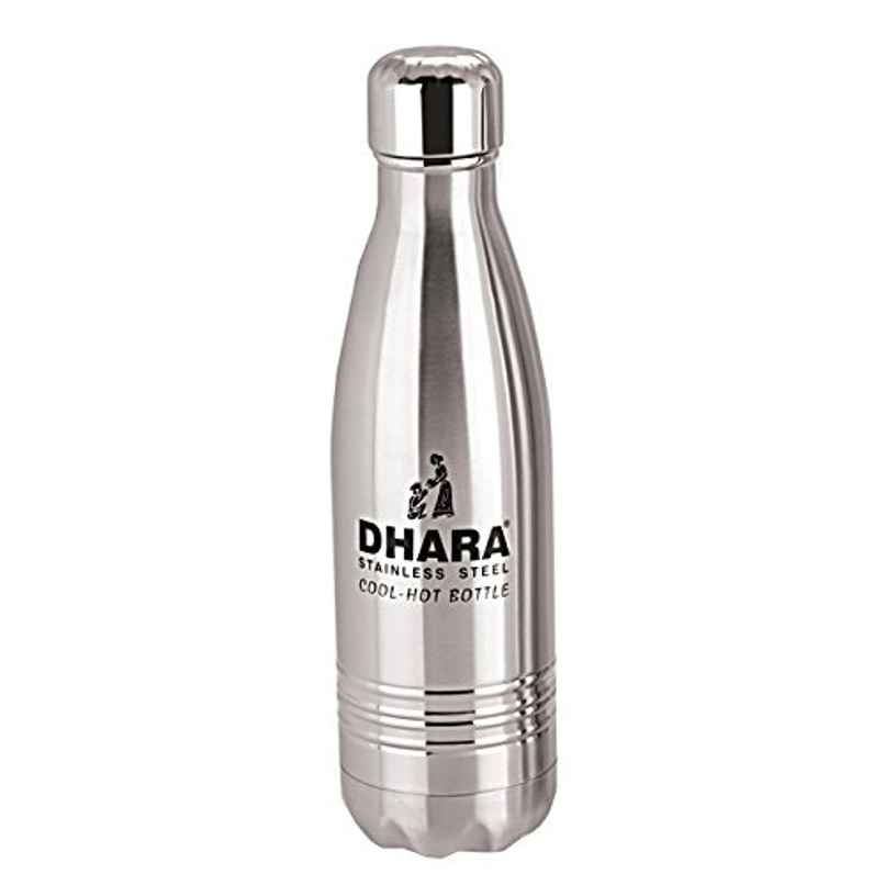 Kuber Industries Dhara Stainless Steel Water Bottle, 700 ml, Silver