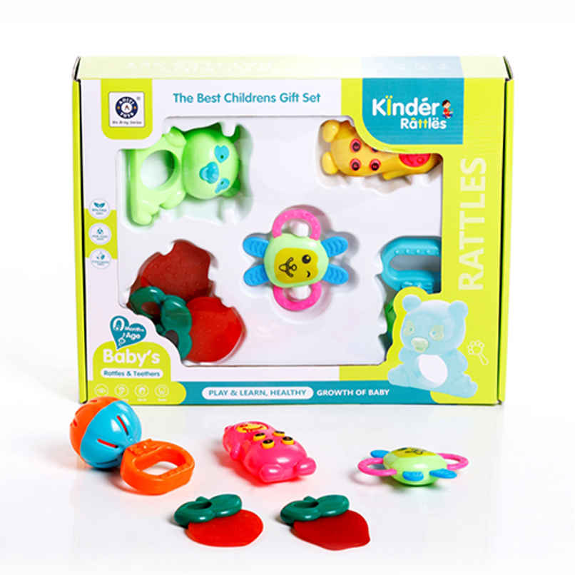 Aditi Toys Baby Kinder Rattle Set - 6 Colourful, BPA-Free Sensory Rattles for Babies 0-6 Months