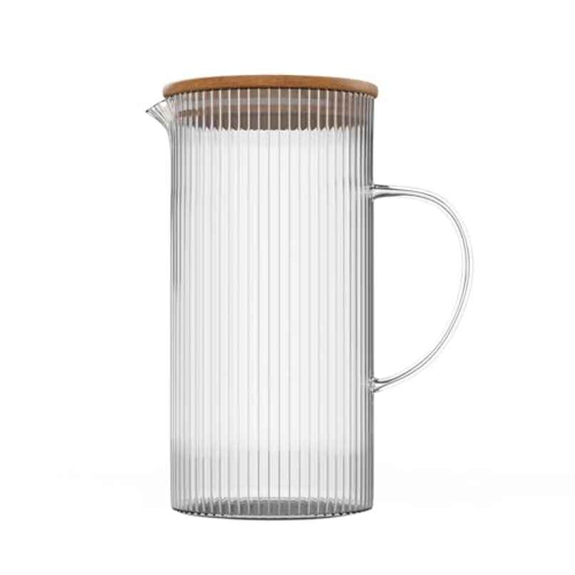 Lifelong Glass Jug | 1.4 L | Bamboo Lid | For Water, Milk, Juice & Lassi