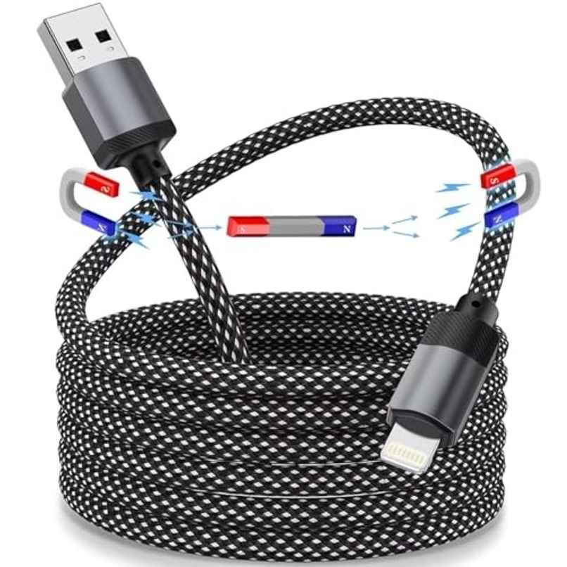 SOUNCE USB to Lightning Magnetic Coiled Cable | 65W / 3.1A PD Fast Charging Cord | 1 m - Black SOUNCE USB to Lightning Magnetic Coiled Cable | 65W / 3.1A PD Fast Charging Cord | 1 m - Black