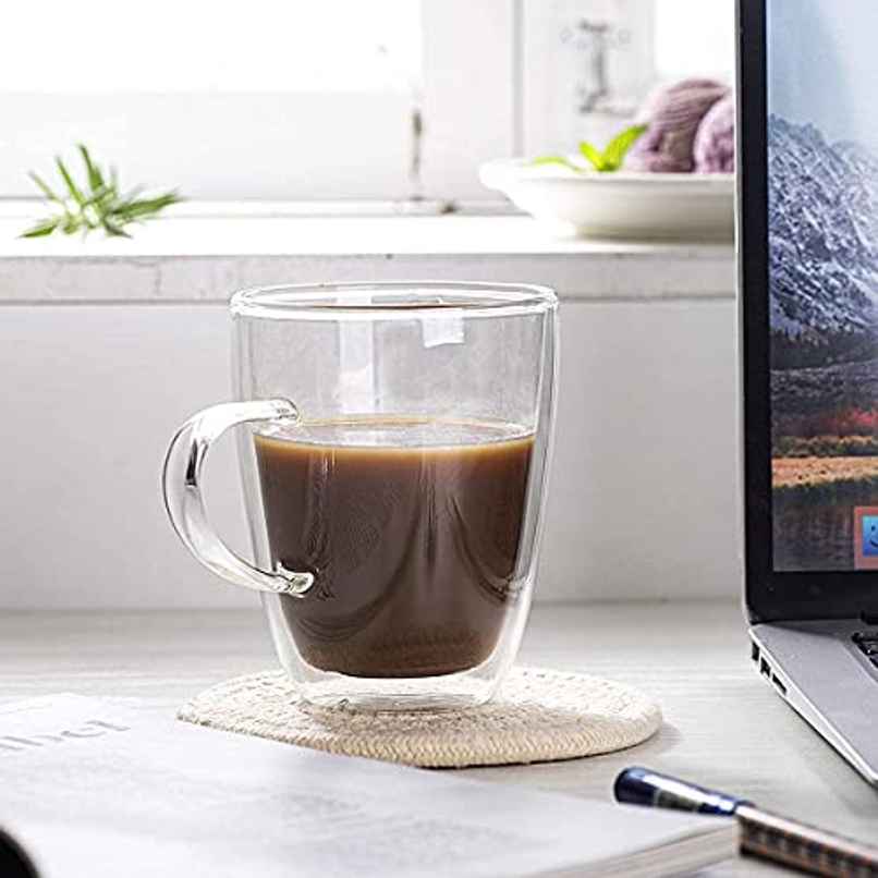 Femora Borosilicate Glass Coffee Mug Espresso Mug Double Wall Tea Cup,360 ml