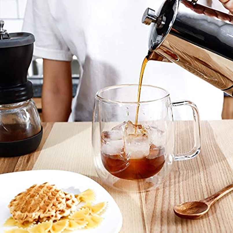 Femora Double Wall Crystal Glass Tea Cup Coffee Mug - 350 ml
